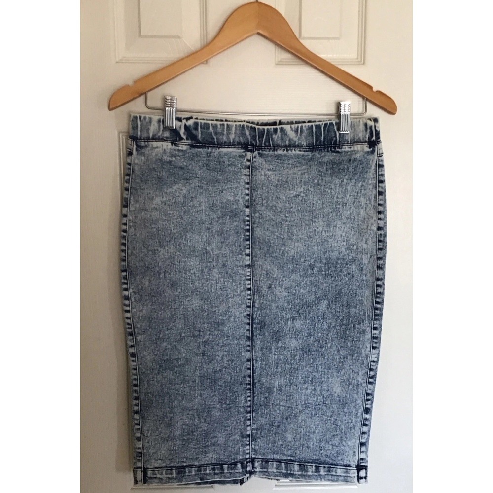 Denim Boom Boom Pull On Midi Skirt Acid Wash Size Medium 90’s